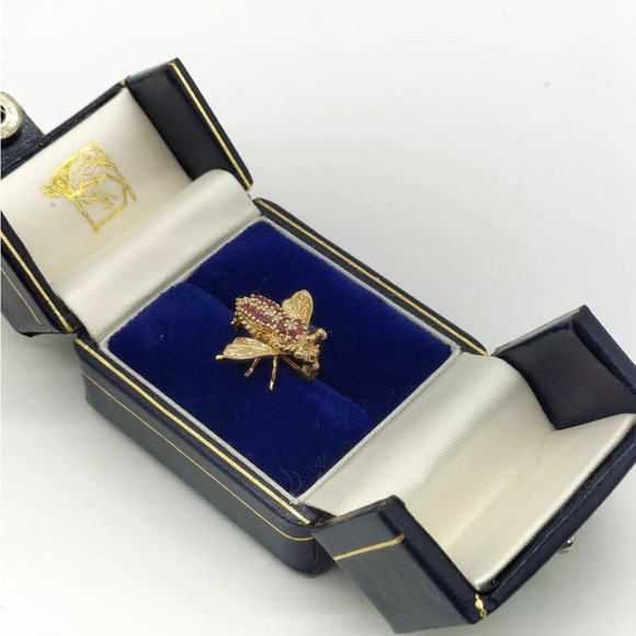 Stunning Natural Ruby and Diamonds on 14k Brooch Pin - Picture 6 of 8